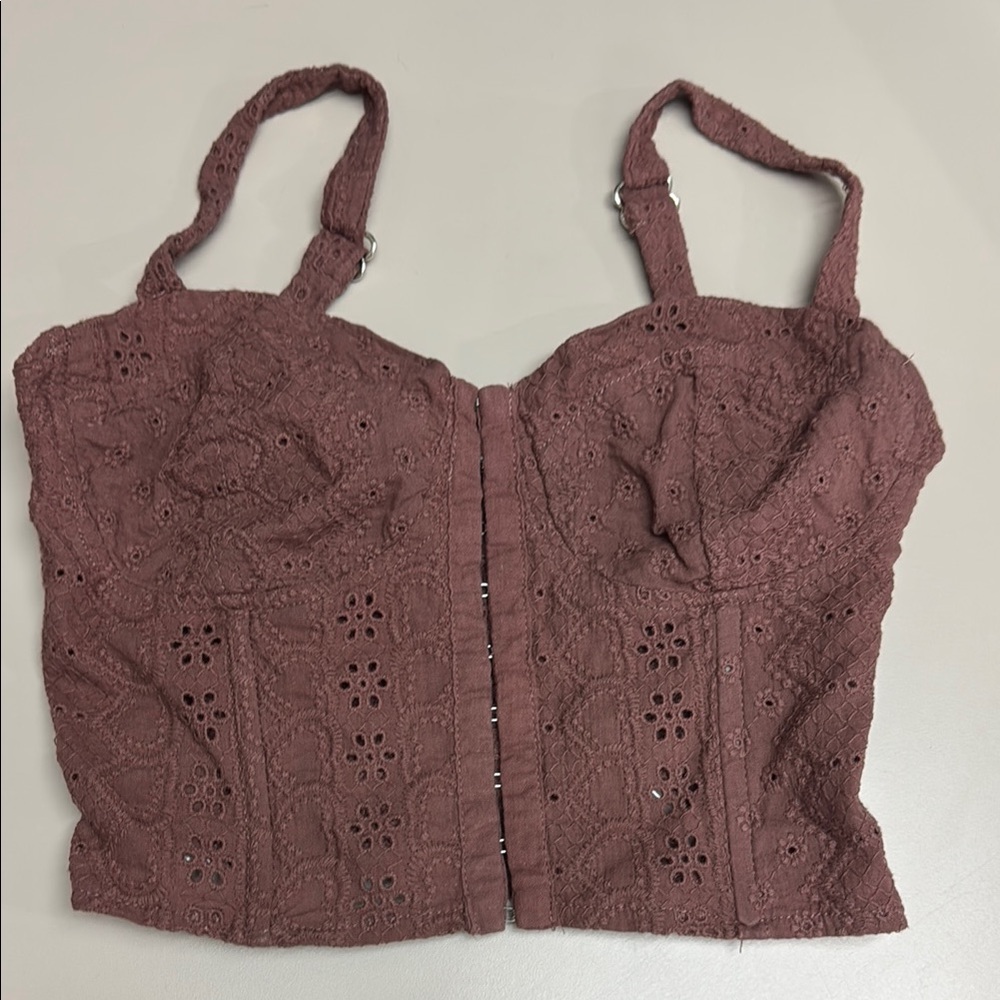 Brown RSQ Eyelet Lace Brown Women's Corset Crop Size Small